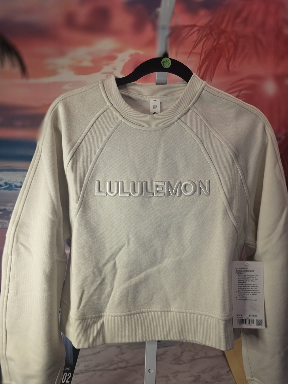 lululemon athletica  Cream Logo Crewneck Pullover